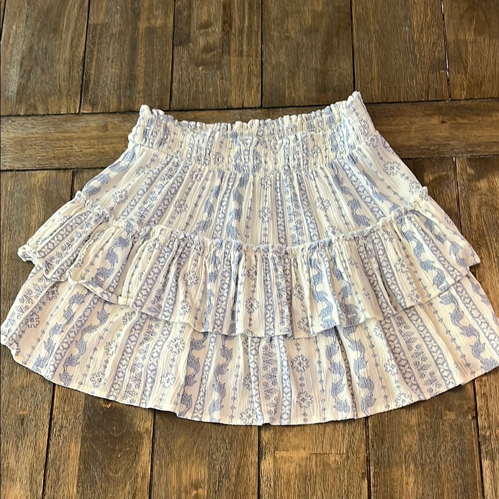 True Craft Blue and Pink Smocked Skater Skirt